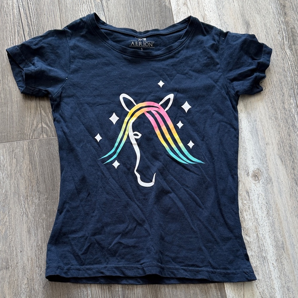 Aerin Kids Navy‎ T-Shirt with Rainbow Unicorn